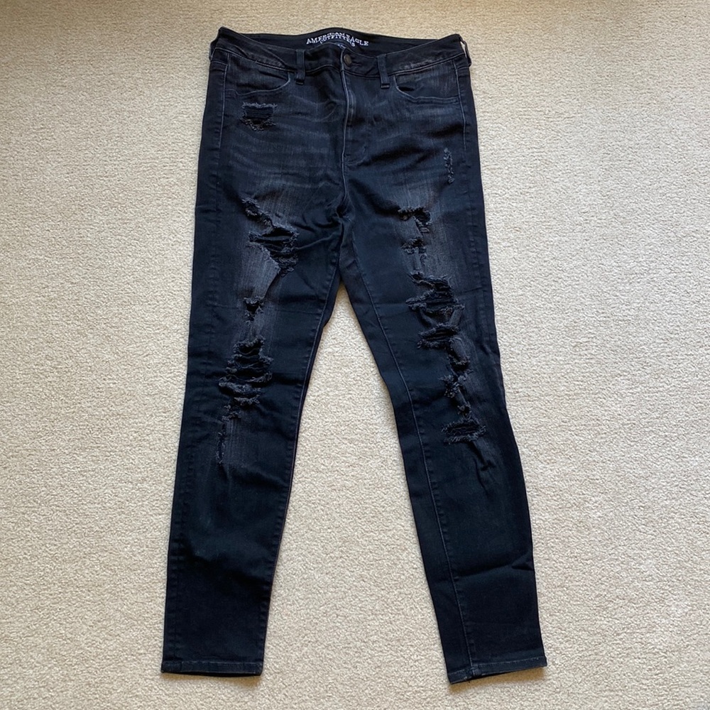American Eagle Black Distressed Jeans